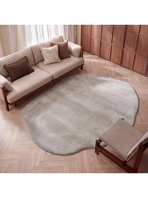 Cool Halı Açık Gri Kalın Yumuşak Amorf Pelış Düz Geometrik Pofuduk Şekilli Giyinme Yatak Odası Halısı