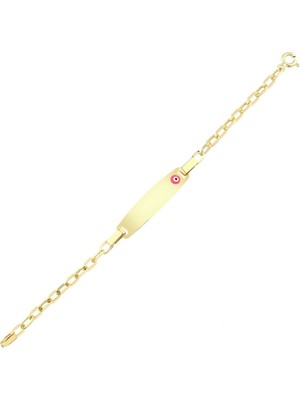 İryum Altın Çocuk Künye Bileklik-Göz Boncuklu - 14 Ayar