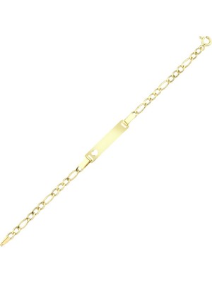 İryum Altın Bebek Künye Bileklik-Kalp Figürlü-14 Ayar