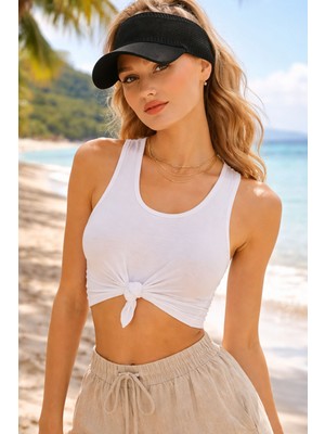 Ritagarcia Kadın Triko Esnek Vizör Şapka - Tenis, Koşu ve Spor Güneşliği