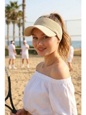 Ritagarcia Kadın Triko Esnek Vizör Şapka - Tenis, Koşu ve Spor Güneşliği