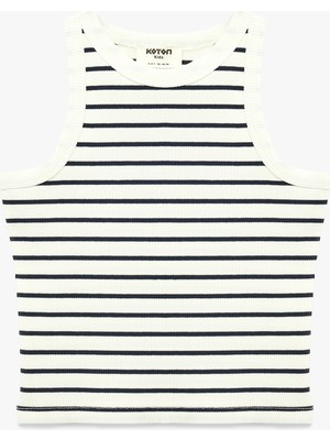 Koton Pamuklu Kaşkorse Bisiklet Yaka Çizgili Atlet