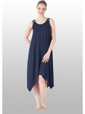 Gecem Giyim Estiva 25233 Kadın Likra Viskon Askılı Midi Gecelik