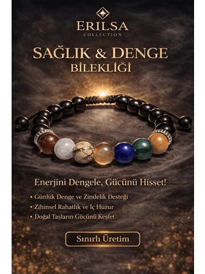 Tesbih Atölyesi Erilsa Sertifikalı Doğal Taş Şifa Denge Bilekliği - Kuvars Akik Jasper Florit Obsidyen Taşı