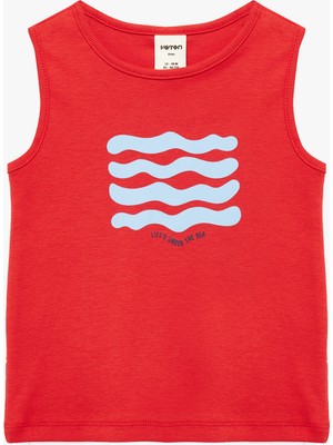 Koton Pamuklu Bisiklet Yaka Baskılı Atlet