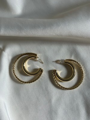 Afsel Jewelry ✨ Çift Katlı Gold Halka Küpe ✨