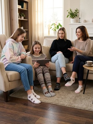 Heren Tedy Detaylı 4'lü Dikişsiz Kadın Patik