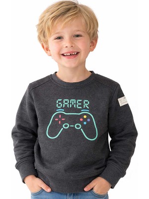 Hupalupa Store Hupalupa Basic Sweatshirt Siyah Gamer 9-10 Yaş