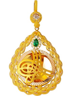 Bilezikci Saç Örgüsü Tuğralı Altın Kolye Ucu