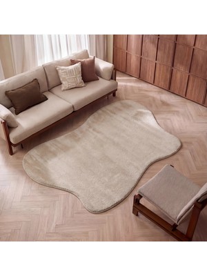 Cool Halı Taş Rengi Kalın Amorf Bohem Dekoratif Soyut Yumuşak Asimetrik Giriş Antre Yatak Odası Halısı