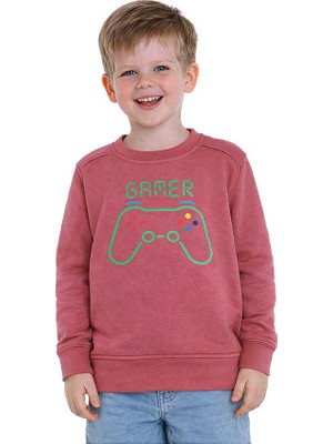 Hupalupa Store Hupalupa Basic Sweatshirt Gül Kurusu Gamer 5-6 Yaş
