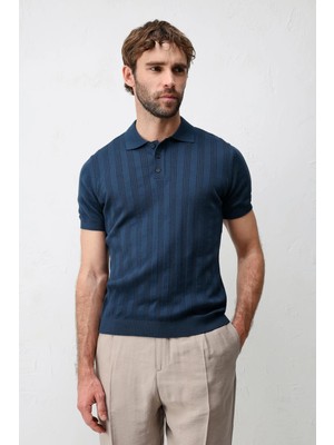 Antioch Indigo Dokulu Triko Erkek Polo T-Shirt