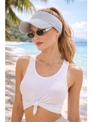 Ritagarcia Kadın Triko Esnek Vizör Şapka - Tenis, Koşu ve Spor Güneşliği