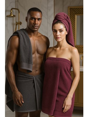 Isessia 4'lü Funy Pamuk Kutulu Lüks Banyo ve Saç Havlusu Seti - Hamam Takımı | Yumuşak, Hızlı Kurur