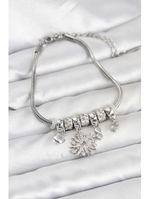 Prativas Kutup Yıldızı Model Charmlı Gümüş Renk Kadın Bileklik