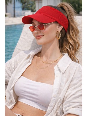 Ritagarcia Kadın Triko Esnek Vizör Şapka - Tenis, Koşu ve Spor Güneşliği