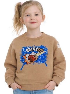 Hupalupa Store Hupalupa Basic Sweatshirt Bej Smash 5-6 Yaş