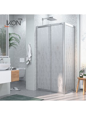 İkon Duş Sistemleri Krom Sabit Panelli | Mika Cam Duş Kabini H:180