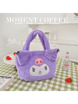 Besify Sanrio Kuromi Peluş Çanta Kuromi Çanta Y2K Sanrio Kawaii Kuromi Peluş Çanta Kol Çantası