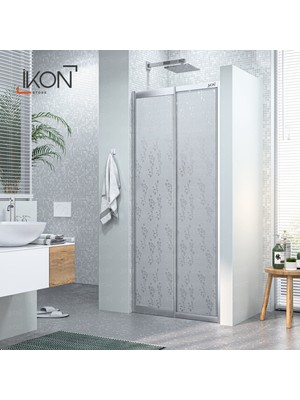 İkon Duş Sistemleri Krom 1 Sabit 1 Sürgü | Mika Cam Duş Kabini H:180
