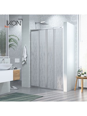 İkon Duş Sistemleri Krom 2 Sabit 2 Sürgü | Mika Cam Duş Kabini H:180