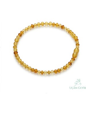 Uçan Geyik Kehribar Doğal Taş Bebek Kolyesi - Güçlü Bağışıklık ve Diş Çıkarma