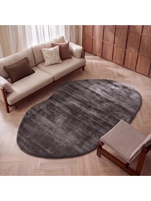 Cool Halı Antrasit Koyu Kalın Yumuşak Amorf Minimal Peluş Modern Şekilli Giriş Genç Yatak Odası Halısı