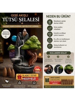 Tedisanat Dekoratif Geri Akışlı Tütsü Şelalesi Backflow Tütsülük Duman Efektli