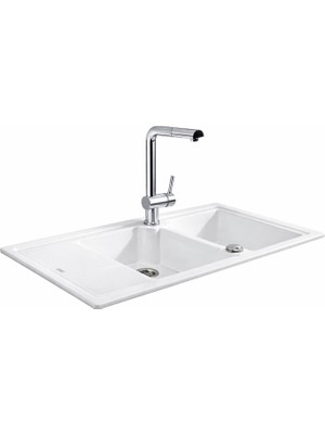 Nuss Nuevo Sonas 6 S Seramik Eviye 60 cm 1,5 Gözlü Parlak Beyaz Çift Yönlü  – 304162