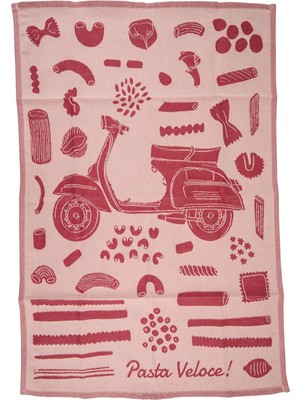 Sıp Scootershop Vespa Desenli Mutfak Havlusu - Pasta Veloce *kırmızı* / Sıp