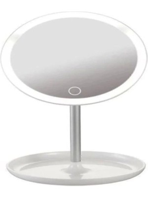 Uravas Store Dokunmatik LED Işıklı USB Li Yuvarlak Masa Üstü Makyaj Aynası Makyaj Aynası Ledli