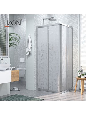 İkon Duş Sistemleri Krom Dikdörtgen | Mika Cam Duş Kabini H:180