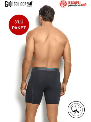 Jiber Erkek Premium 3'lü Katlama Yapmaz Pamuklu Likralı Esnek Çok Rahat Uzun Boxer