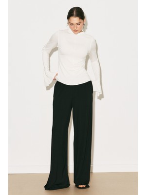 Manuka Easy Geniş Uzun Kol Bluz Ekru