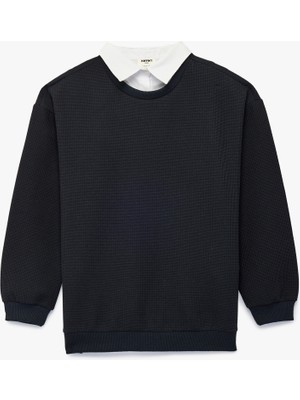Koton Dokulu Uzun Kollu Polo Yaka Sweatshirt