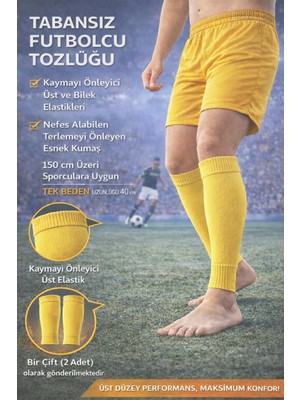 HN Sport Tekmelik Tutucu Tabansız Tozluk Futbolcu Tozluğu | Kaymaz Elastik, Nefes Alabilen Esnek Kumaş