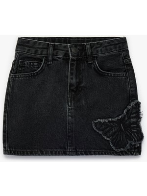Koton Pamuklu Kelebek Detaylı Denim Etek