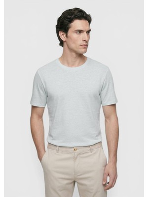 Ramsey Gri Düz %100 Keten T-Shirt