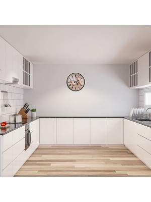 Uravas Store Krem 36 cm Dekoratif Mutfak Duvar Saati