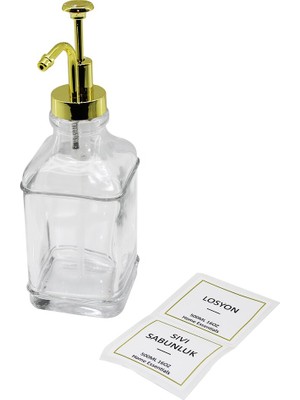 SHC4200 Kare Cam Şi̇şe Şeffaf Damlatmaz Yağdanlik 500ML Pompa Musluk Ayrik Model Başli