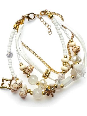 Petek Aksesuar Etnik Bohem Doğaltaş Çoklu Bileklik Renkli 19 cm Ayarlanabilir Kadınlar İçin