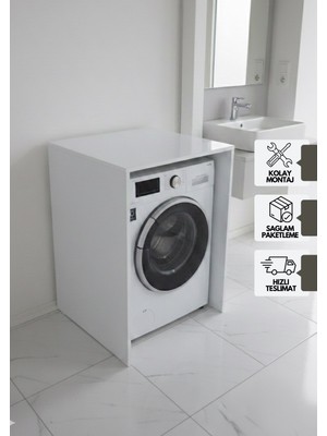 Karen Banyo Tuna Çamaşır Makinesi Dolabı, Alt Dolap, Beyaz