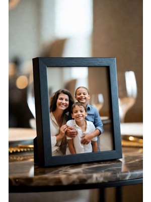 Safir Design Modern Premium Kalite Siyah Ahşap Fotoğraf Çerçevesi Masa Üstü Dekoratif Çerçeve