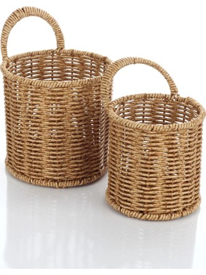 MİEN Kahverengi Unisex Mien 2li Rattan Kulplu Sepet Model Kodu: MIEN-1531KAHVERENGI