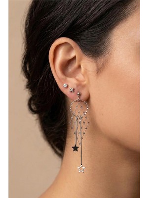 Petek Aksesuar Metal Petek Halka Sallantılı Küpe Set