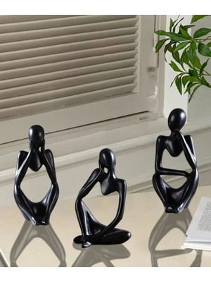 Sessizlik Üçlüsü – Modern Minimalist Düşünen Figürler Seti