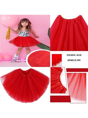 Kırmızı Renk Tütü Etek Çocuk Bebek Boy