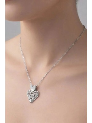 Gümüş Renk Sallantılı Kalp Baget Model Top Zincir Çelik Kolye