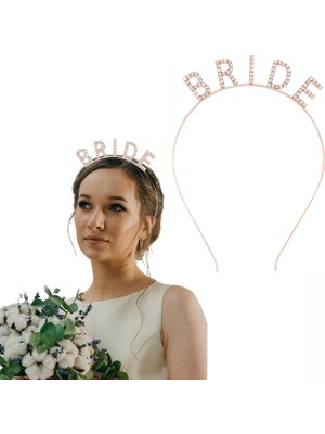 Rose Gold Bekarlığa Veda Kristal Taş Bride Tacı