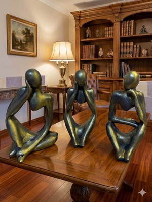 Sessizlik Üçlüsü – Modern Minimalist Düşünen Obje Seti